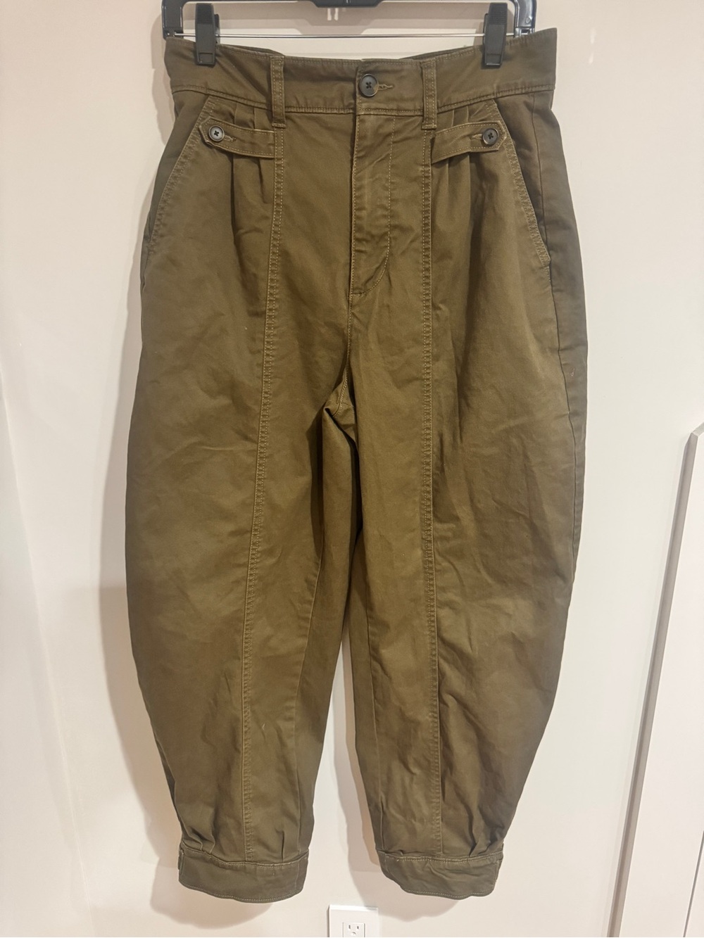 Christopher John Rogers Olive Utility Cropped Cargo Pants